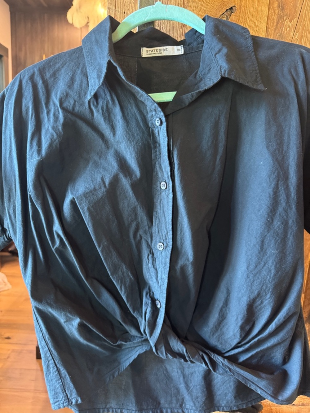 Stateside Navy Twist-Hem Button Down Shirt